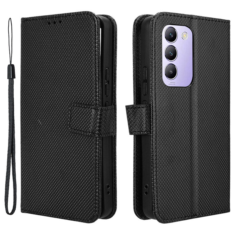 For vivo Y200e 5G / V40 SE 5G / Y100 5G (Indonesia) / V30 Lite 4G / T3 5G / Y100 4G / V30 SE 5G Case Diamond Texture Flip Phone Cover For vivo Y200e 5G / V40 SE 5G / Y100 5G (Indonesia) / V30 Lite 4G / T3 5G / Y100 4G / V30 SE 5G Case Diamond Texture Flip Phone Cover
